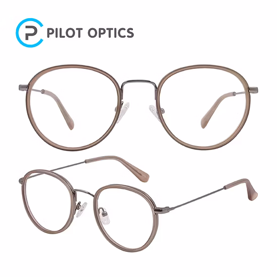 Handmade Classic Design Round Acetate Metal Optical Frames