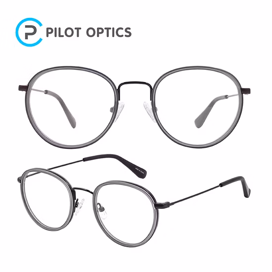 Handmade Classic Design Round Acetate Metal Optical Frames