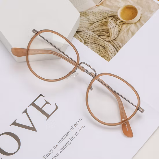 Handmade Classic Design Round Acetate Metal Optical Frames