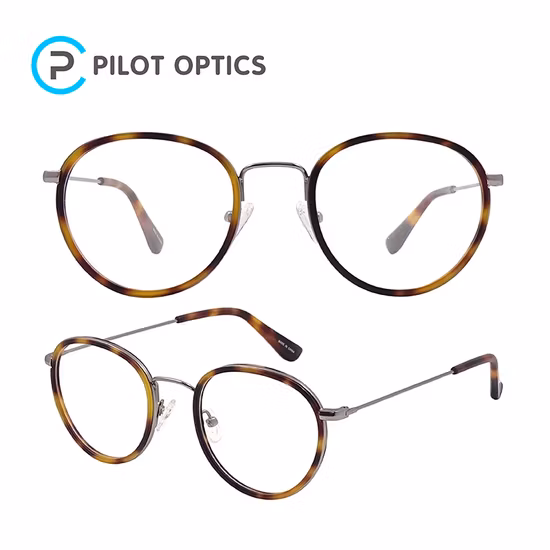 Классический дизайн ручной работы, круглые металлические оптические оправы из ацетата ацетата